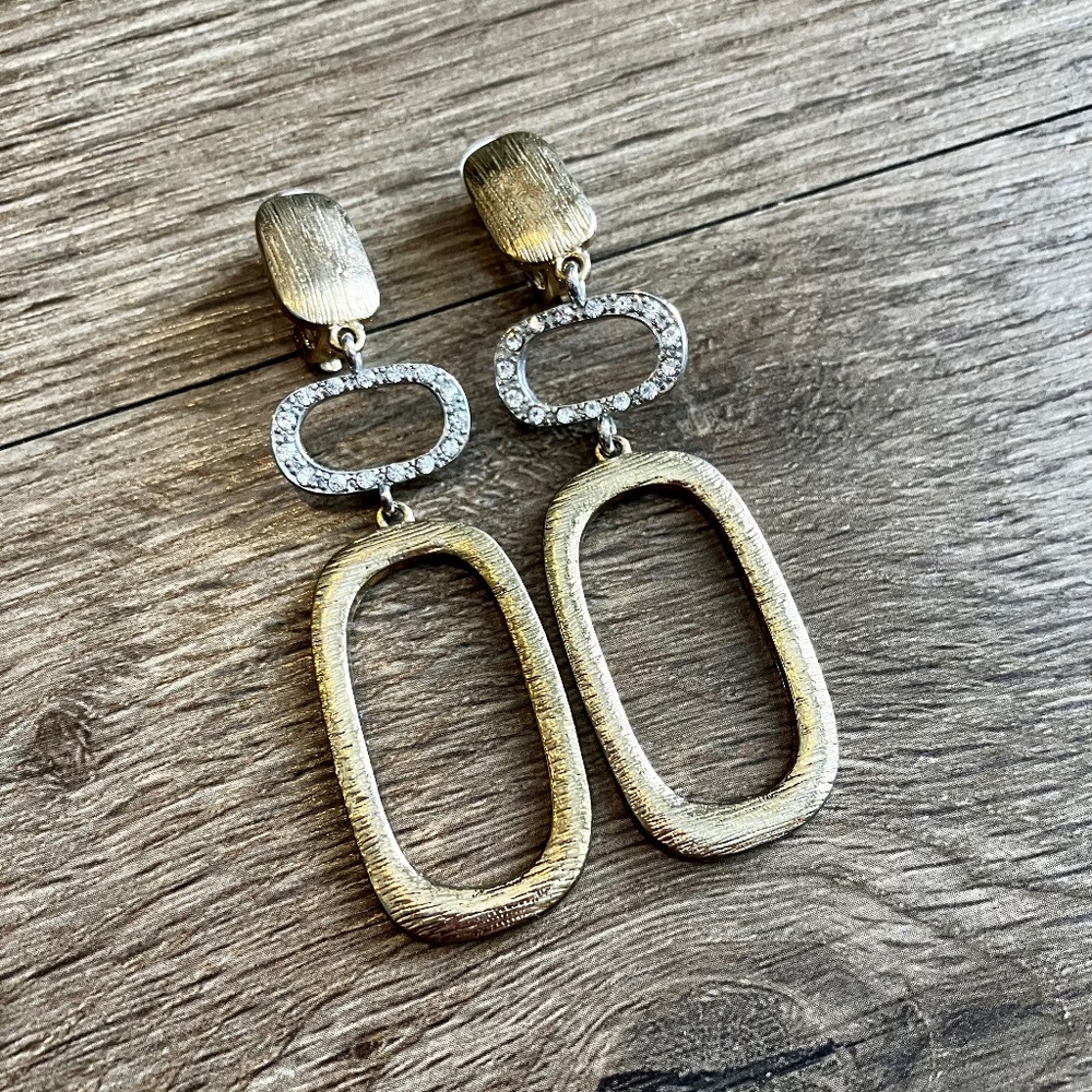 Jules B. Drop Statement Earrings, Mixed metals (Silver and Gold) - Clip-On